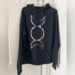 Black Craft Cult Blackcraft Black Hoodie with Moon Phases Design